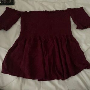 maroon shirt